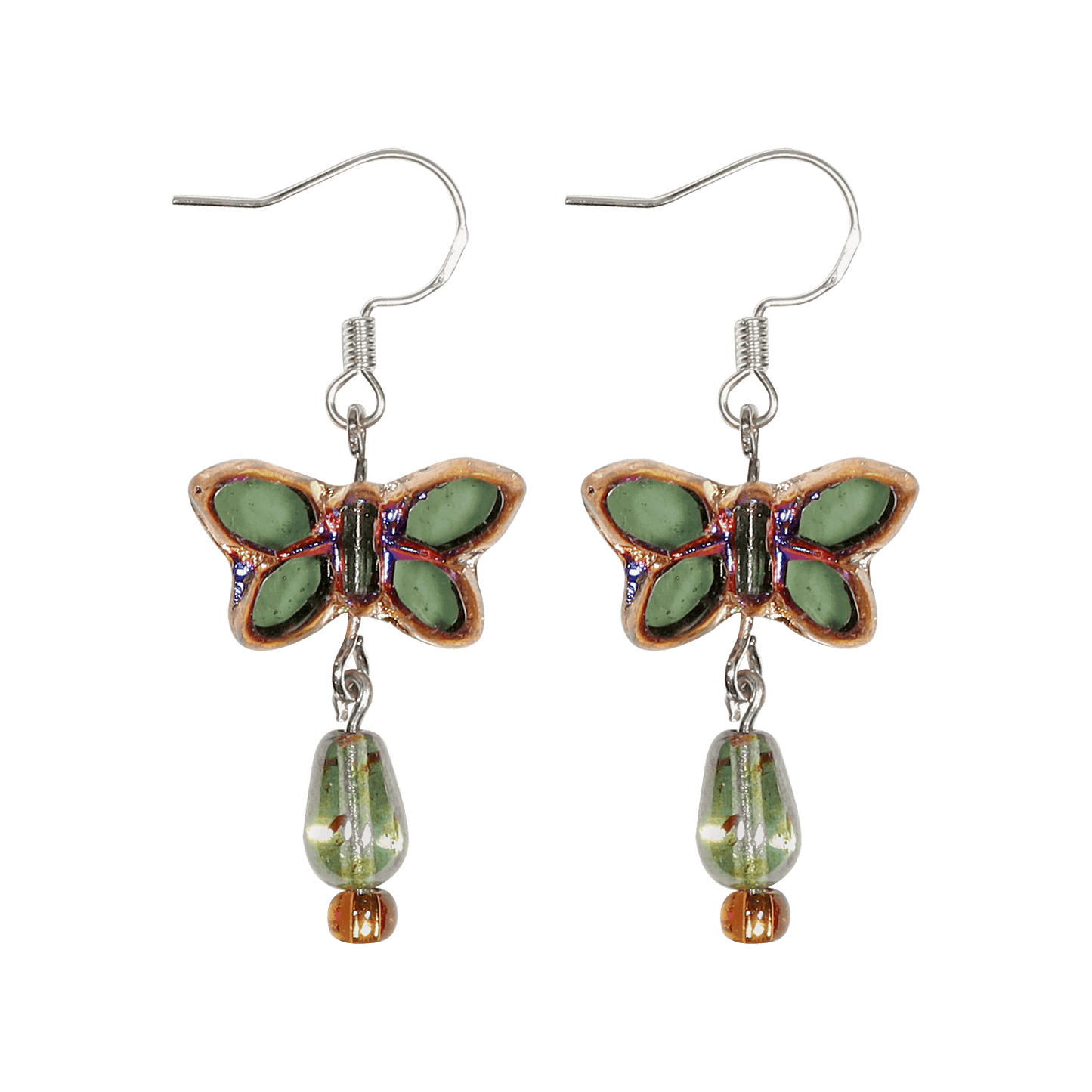 vintage handmade green shadow butterfly dance earrings