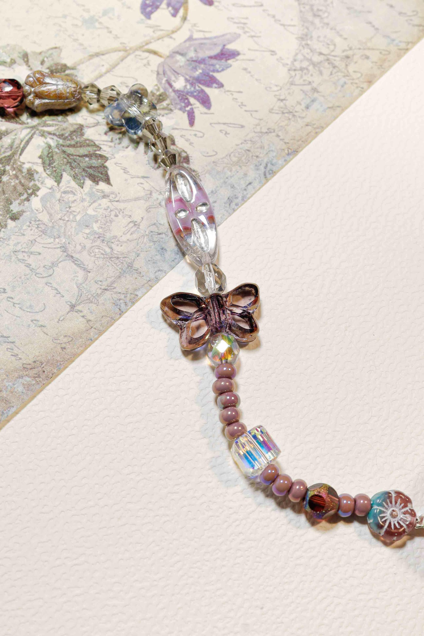 vintage handmade purple fantasy butterfly bracelet close shot