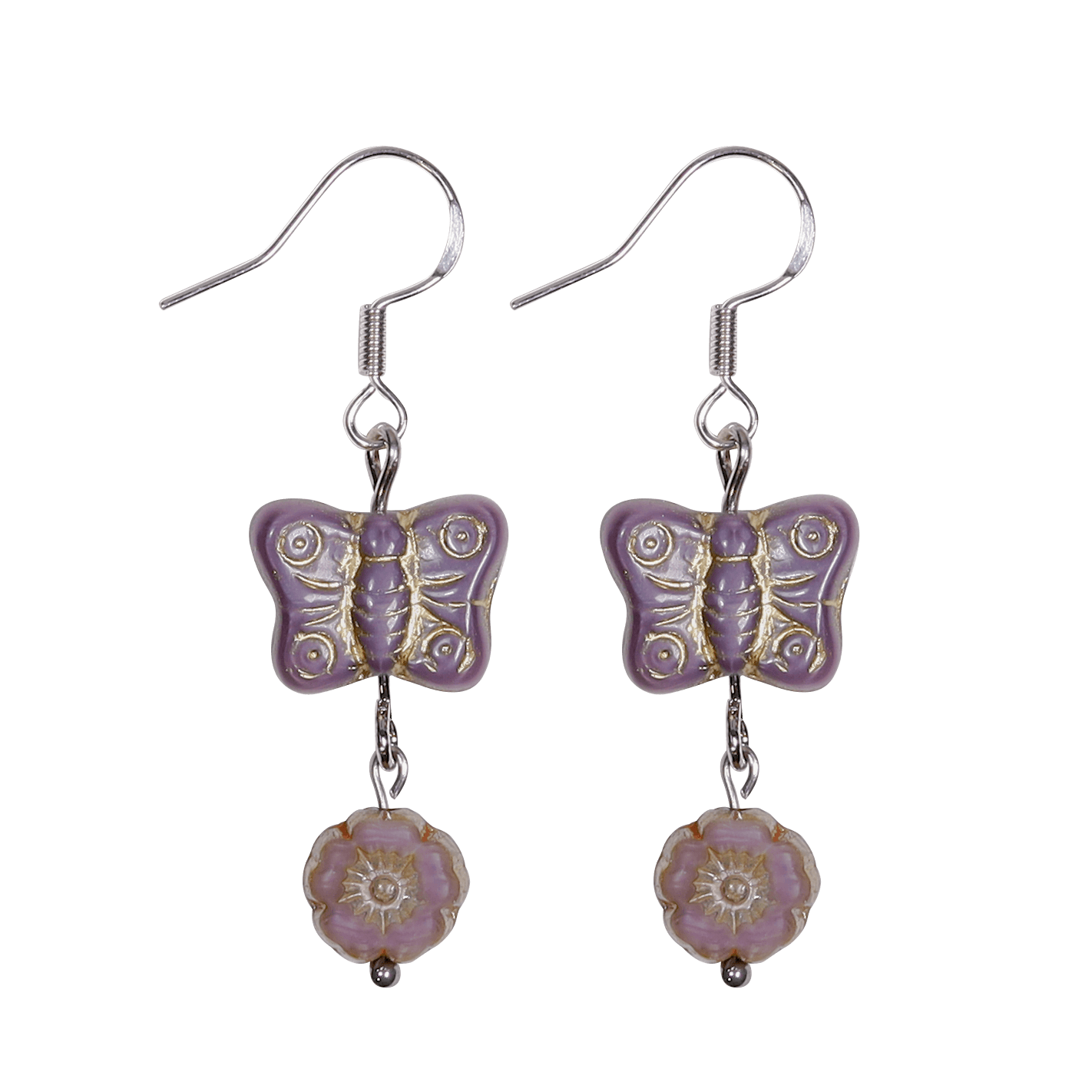 vintage handmade purple fantasy butterfly earring